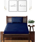THE HOME STYLE Cotton Feel Glace Cotton Plain Satin Stripes Combo Pack of 2 Plain Single Bed Bedsheet with 2 Pillow Cover