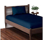 THE HOME STYLE Cotton Feel Glace Cotton Plain Satin Stripes Combo Pack of 2 Plain Single Bed Bedsheet with 2 Pillow Cover