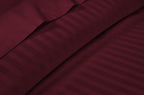 THE HOME STYLE 300TC Glace Cotton Satin Stripes Plain King Size Double Bed Bedsheet with Two Pillow Cover (Wine)