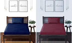 THE HOME STYLE Cotton Feel Glace Cotton Plain Satin Stripes Combo Pack of 2 Plain Single Bed Bedsheet with 2 Pillow Cover