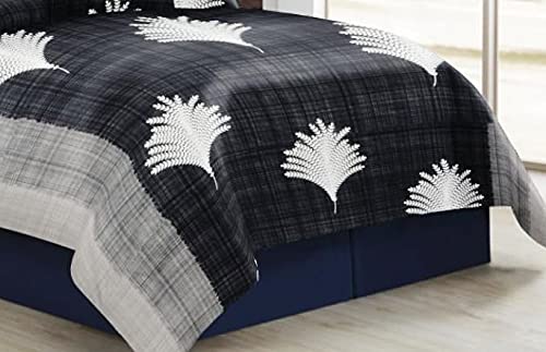 THE HOME STYLE Super Soft Glace Cotton King Size AC Comforter ll Blanket ll Duvet for Double Bed with 1 Flat Bedsheet and 2 Pillow Cover (Design 23) (Charcoal Grey)