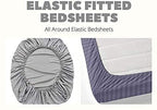 THE HOME STYLE Cotton Feel Glace Cotton Elastic Fitted Printed King Size Double Bed Bedsheet with 2 Pillow Cover (72"x78", Slate Grey)
