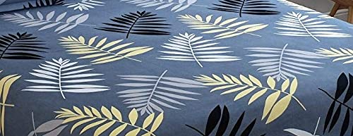 THE HOME STYLE Cotton Feel Glace Cotton Elastic Fitted Printed King Size Double Bed Bedsheet with 2 Pillow Cover (78"x72"x8",Fits Upto 8 Inches Mattress) (Midnight Leaf)