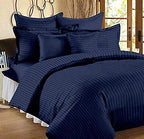 THE HOME STYLE Glace Cotton Satin Stripes 300TC Solid Plain King Size Double Bed Bedsheet with Two Pillow Cover (Blue)