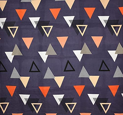THE HOME STYLE Super Soft Cotton Feel Glace Cotton Printed Full Length Pack of 2 Printed Single Bed Bedsheets (Combo Pack of 2 Single Bedsheet with 2 Pillow Cover) (Vibrant Checks & Graphite Triangle)
