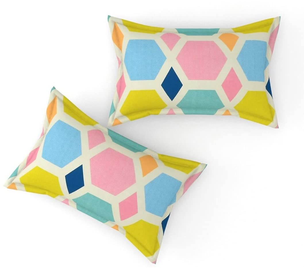 THE HOME STYLE Super Soft Glace Cotton 300 TC King Size Printed Pillow Covers Ll Pillow Cases Ll Set Of 2 Piece- 18"X 28" Inches (Pastel Palette), Multicolor