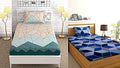 THE HOME STYLE Cotton Feel Glace Cotton Printed Single Bed Bedsheet (Combo Pack of 2 Single Bedsheet with 2 Pillow Cover)_Pastel Green & Blue Diamond
