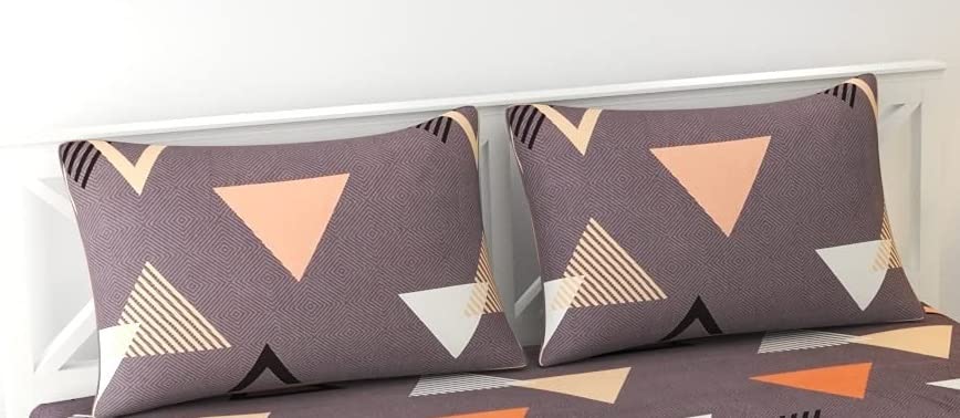 THE HOME STYLE Super Soft Glace Cotton King Size AC Comforter ll Blanket ll Duvet for Double Bed with 1 Flat Bedsheet and 2 Pillow Cover (4pc Comforter Set) (Graphite Triangle)