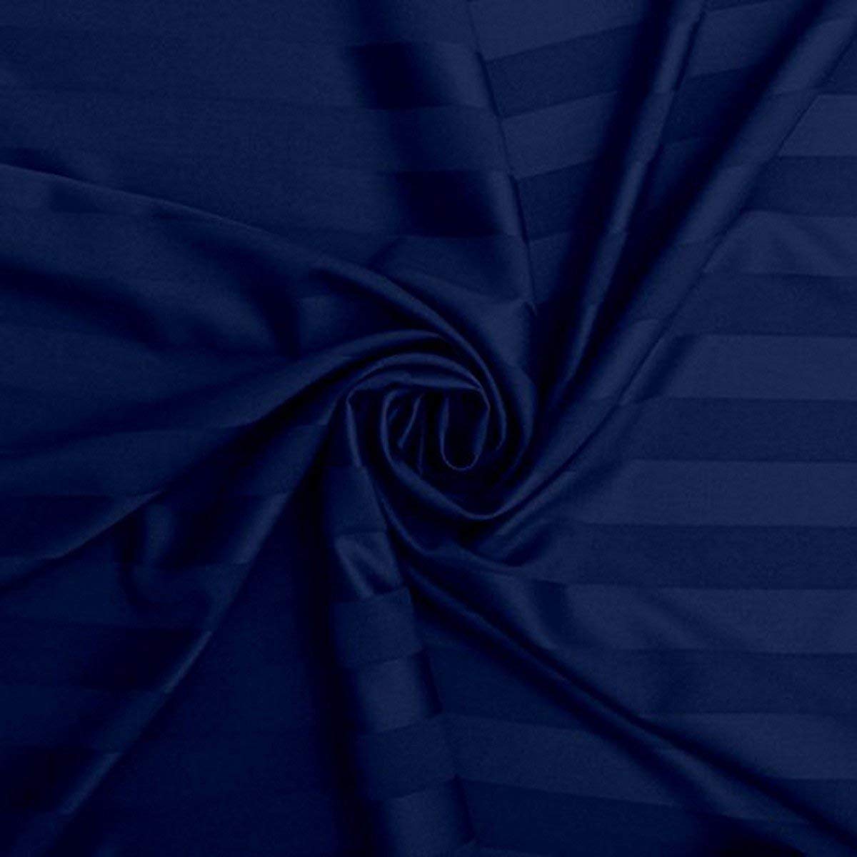 THE HOME STYLE 400TC Super Soft Glace Cotton Satin Stripes Plain King Size Comforter ll Blanket ll Duvet Double Bed with 1 Flat Bedsheet and 2 Pillow Cover (Blue)