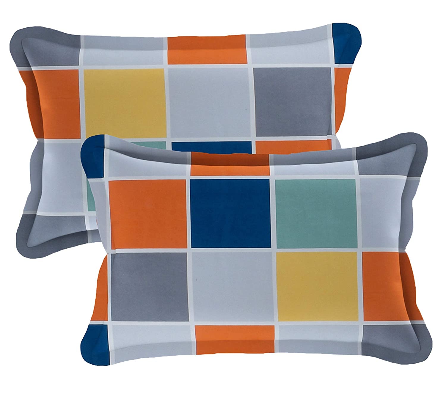 THE HOME STYLE Cotton Feel Glace Cotton King Size Printed Pillow Covers ll Set of 4pcs (18"X28" Inches, Midnight Leaf & Multicolor)