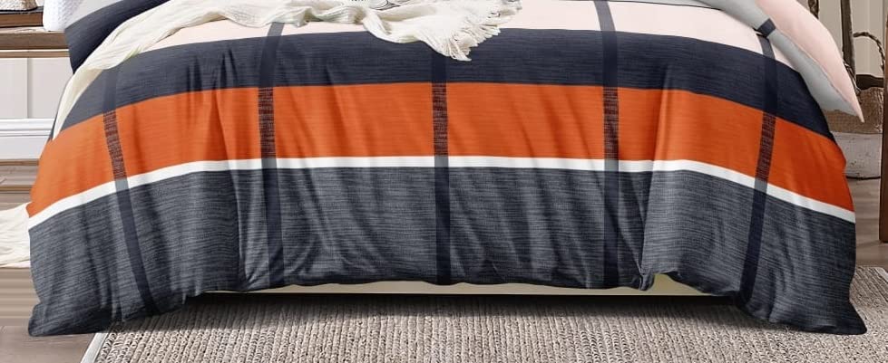THE HOME STYLE Super Soft Glace Cotton King Size AC Comforter ll Blanket ll Duvet Double Bed for All Weather/Seasons (Design 36) (Burnt Orange & Grey Pattrened) (Only Comforter)