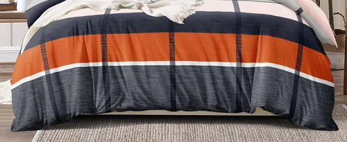 THE HOME STYLE Cotton Feel Glace Cotton Elastic Fitted All Around Elastic Printed King Size Double Bed Bedsheet with 2 Pillow Cover (72"x78",Burnt Orange & Grey Pattrened)
