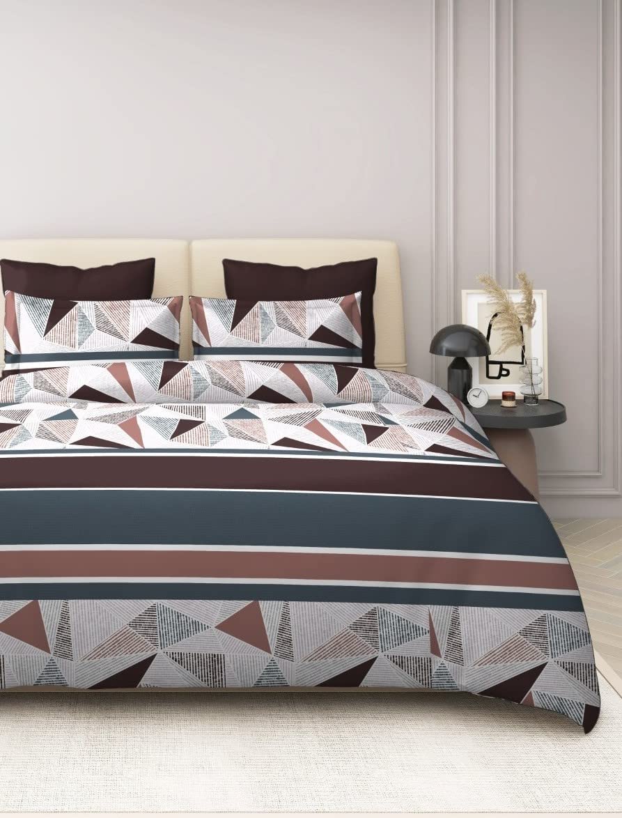 THE HOME STYLE Super Soft Glace Cotton King Size AC Comforter ll Blanket ll Duvet Double Bed with 1 Flat Bedsheet and 2 Pillow Cover II 300 TC, (4 Piece Bedding Set, Mosaic Abstract) (Comforter Set)