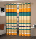 THE HOME STYLE Supersoft Printed Cotton Brushed Microfiber Eyelet Door Curtains 4x7 Feet (48x84 Inches) Grommet Curtains for Living Room (Butterscotch) (4x7 Feet, Door Curtains) (Pack of 4)