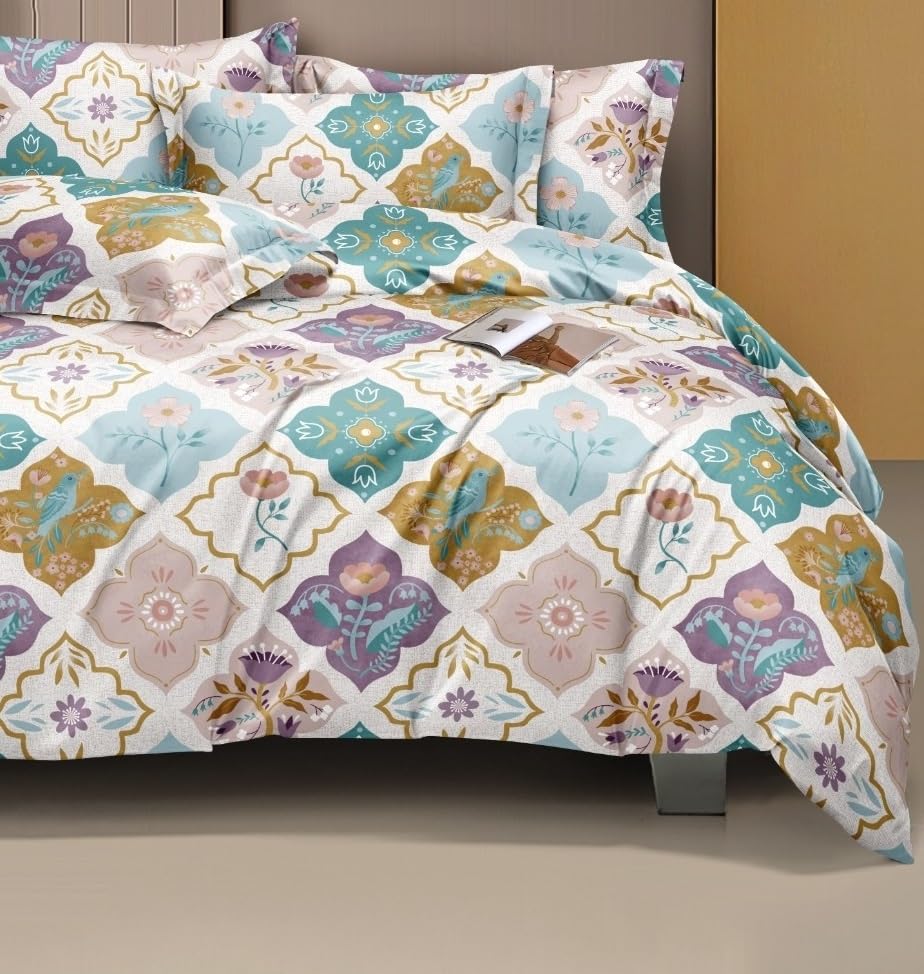 THE HOME STYLE Super Soft Glace Cotton King Size AC Comforter ll Blanket ll Duvet Double Bed for All Weather/Seasons (Design 35) (Only Comforter)