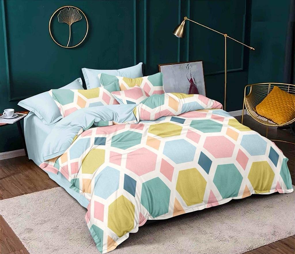 THE HOME STYLE Super Soft Glace Cotton 300 TC King Size Printed Pillow Covers Ll Pillow Cases Ll Set Of 2 Piece- 18"X 28" Inches (Pastel Palette), Multicolor