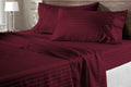 THE HOME STYLE 300TC Glace Cotton Satin Stripes Plain King Size Double Bed Bedsheet with Two Pillow Cover (Wine)