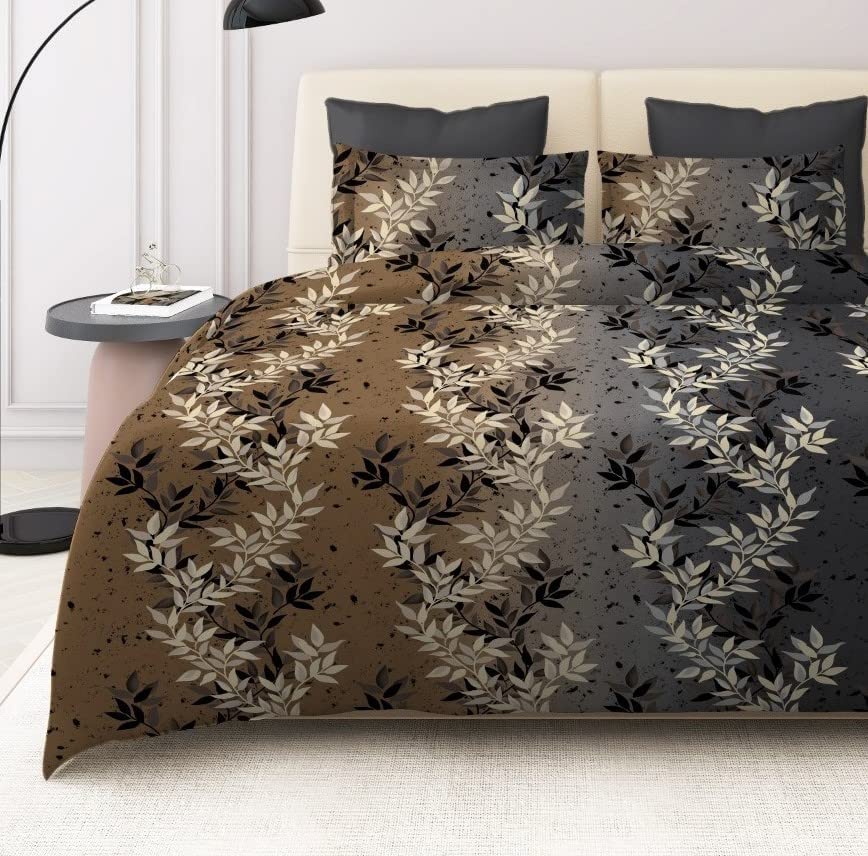 THE HOME STYLE Super Soft Glace Cotton King Size AC Comforter ll Blanket ll Duvet Double Bed with 1 Flat Bedsheet and 2 Pillow Cover II 300 TC, (4 Piece Bedding Set, Cocoa Brown) (Comforter Set)
