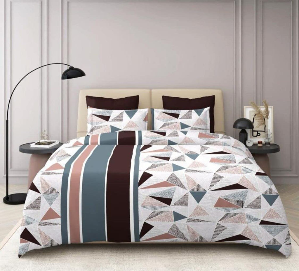 THE HOME STYLE 350TC Super Soft Glace Cotton AC Comforter King Size Double Bed with 1 Flat Bedsheet-90x100 Inch and 2 Pillow Cover ll 4Pc Bedding Set (Comforter with Bedsheet, Mosaic Abstract)