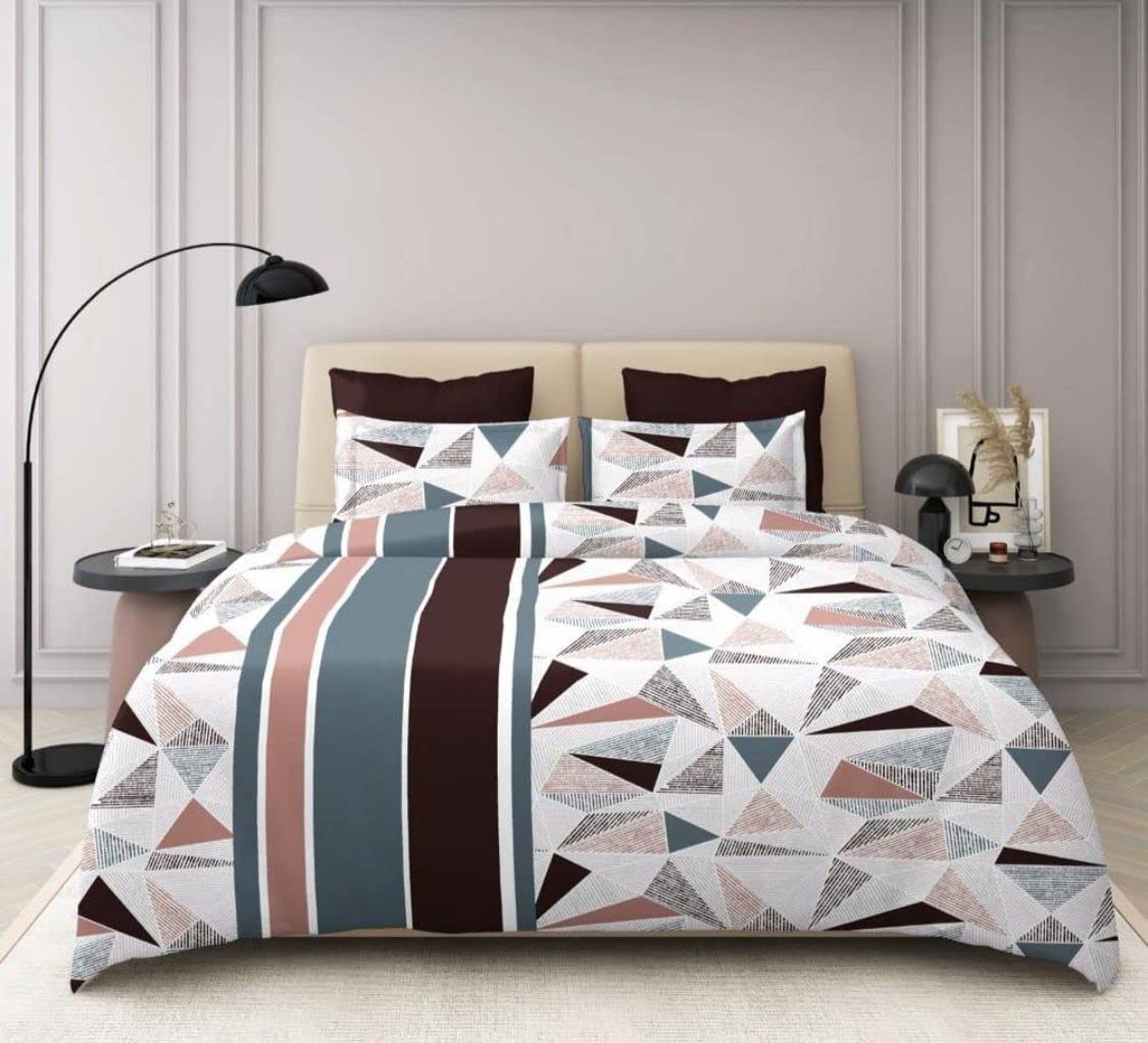 THE HOME STYLE 350TC Super Soft Glace Cotton AC Comforter King Size Double Bed with 1 Flat Bedsheet-90x100 Inch and 2 Pillow Cover ll 4Pc Bedding Set (Comforter with Bedsheet, Mosaic Abstract)