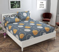 THE HOME STYLE Cotton Feel Glace Cotton Elastic Fitted Printed King Size Double Bed Bedsheet with 2 Pillow Cover (72"x78", Slate Grey)