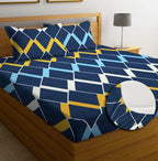 THE HOME STYLE Super Soft Glace Cotton King Size AC Comforter ll Blanket ll Duvet with 1 King Size Elastic Fitted Bedsheet 72"x78" Inch and 2 Pillow Cover (Pack of 4) (Midnight Blue)