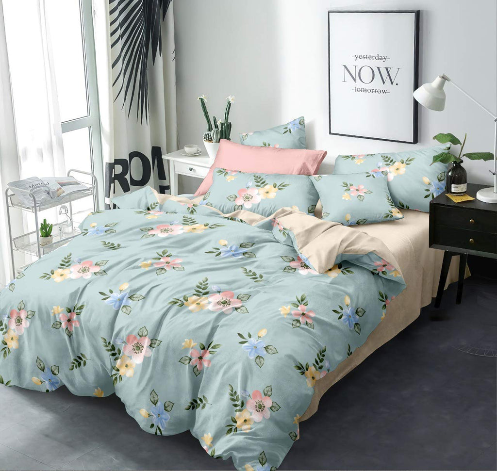 THE HOME STYLE Printed Polycotton bedsheet Double Bed with 2 Pillow Cover (Pattern 14-26)