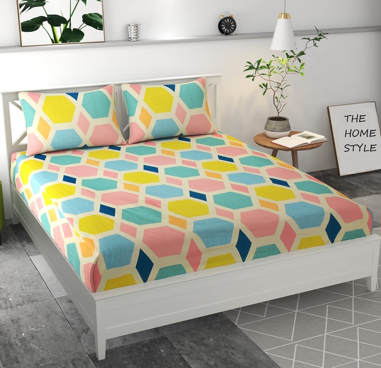 THE HOME STYLE Super Soft Glace Cotton 300 TC King Size Printed Pillow Covers Ll Pillow Cases Ll Set Of 2 Piece- 18"X 28" Inches (Pastel Palette), Multicolor