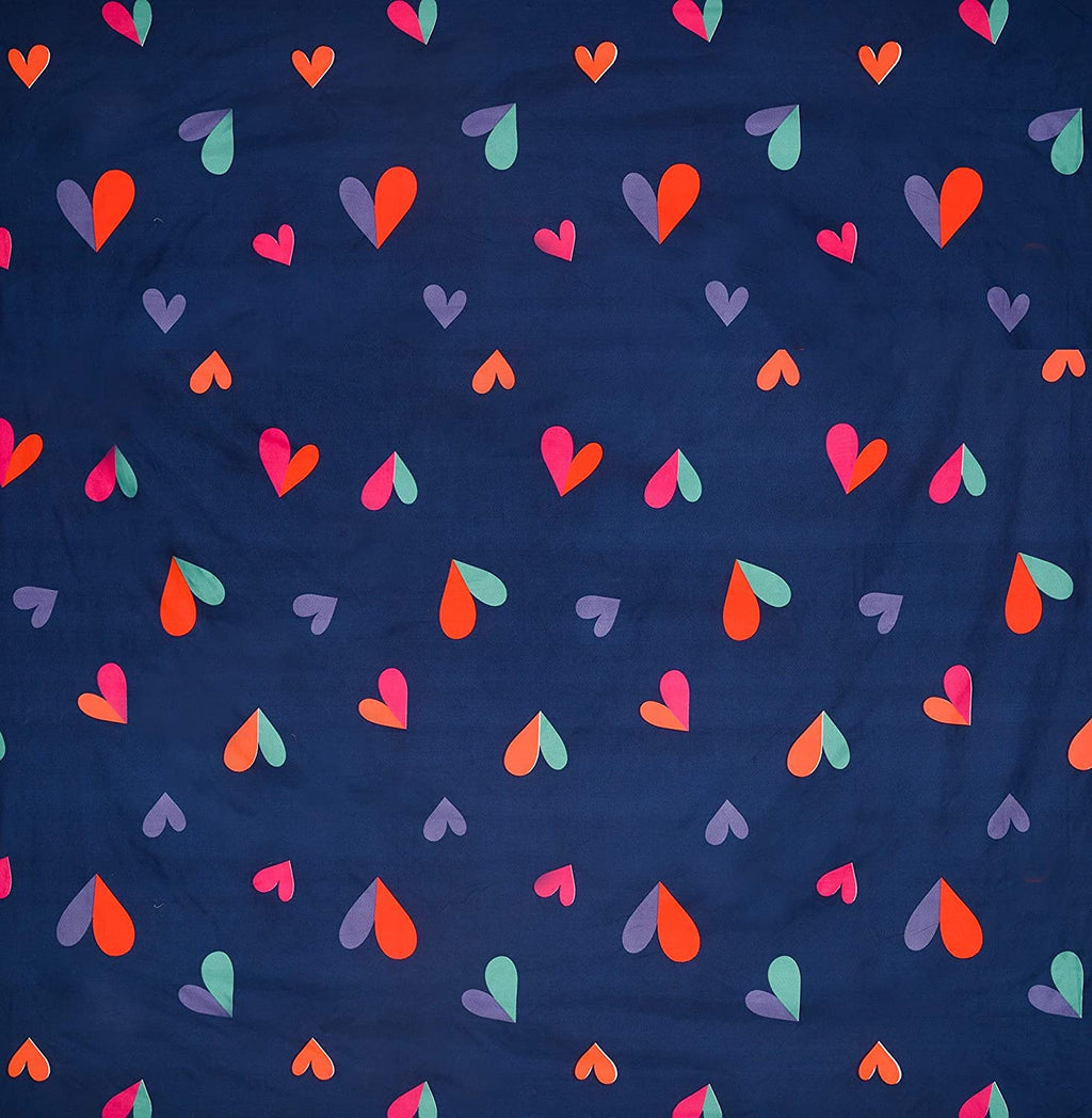 THE HOME STYLE Cotton Feel Glace Cotton Printed 2 Single Bed Bedsheets (Combo Pack of 2 Single Bedsheet with 2 Pillow Cover) (Pista & Blue Heart)