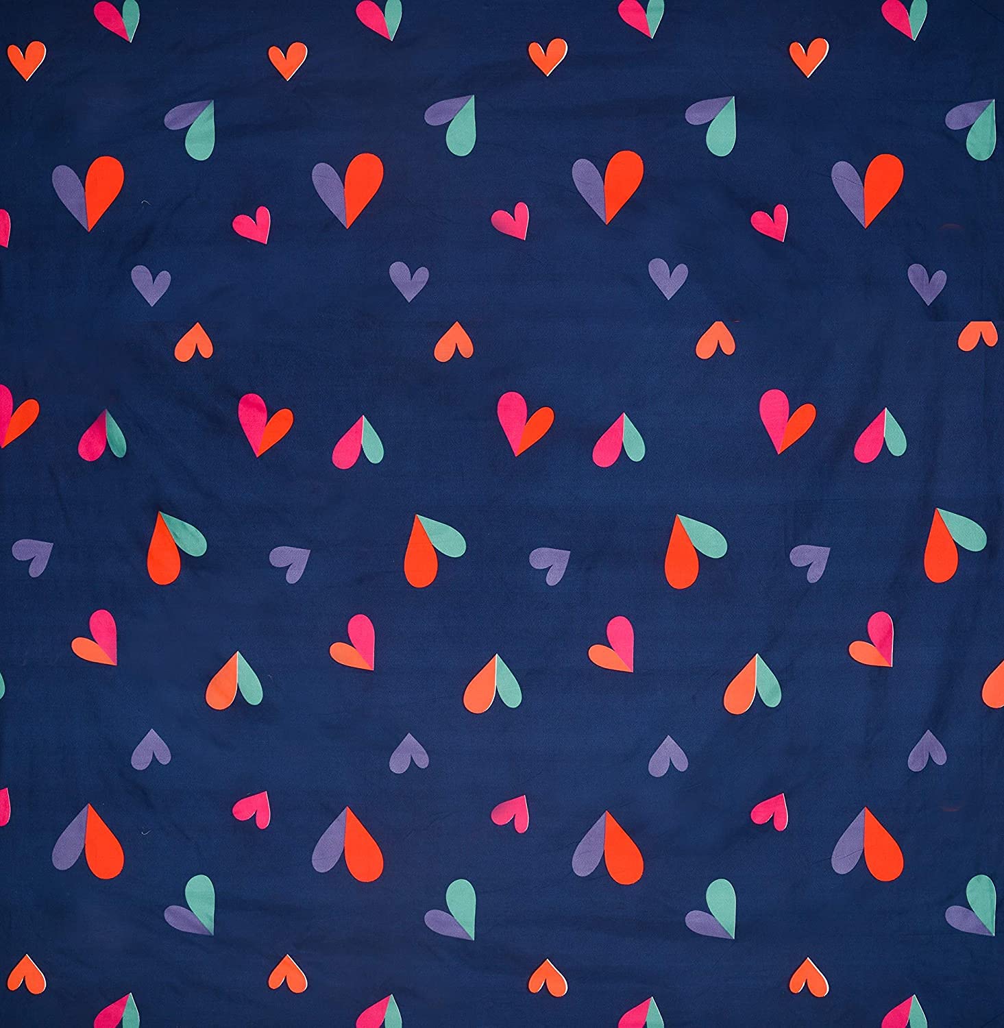 THE HOME STYLE Cotton Feel Glace Cotton Printed 2 Single Bed Bedsheets (Combo Pack of 2 Single Bedsheet with 2 Pillow Cover) (Pista & Blue Heart)