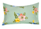 THE HOME STYLE Cotton Feel Glace Cotton Printed 2 Single Bed Bedsheets (Combo Pack of 2 Single Bedsheet with 2 Pillow Cover) (Pista & Blue Heart)