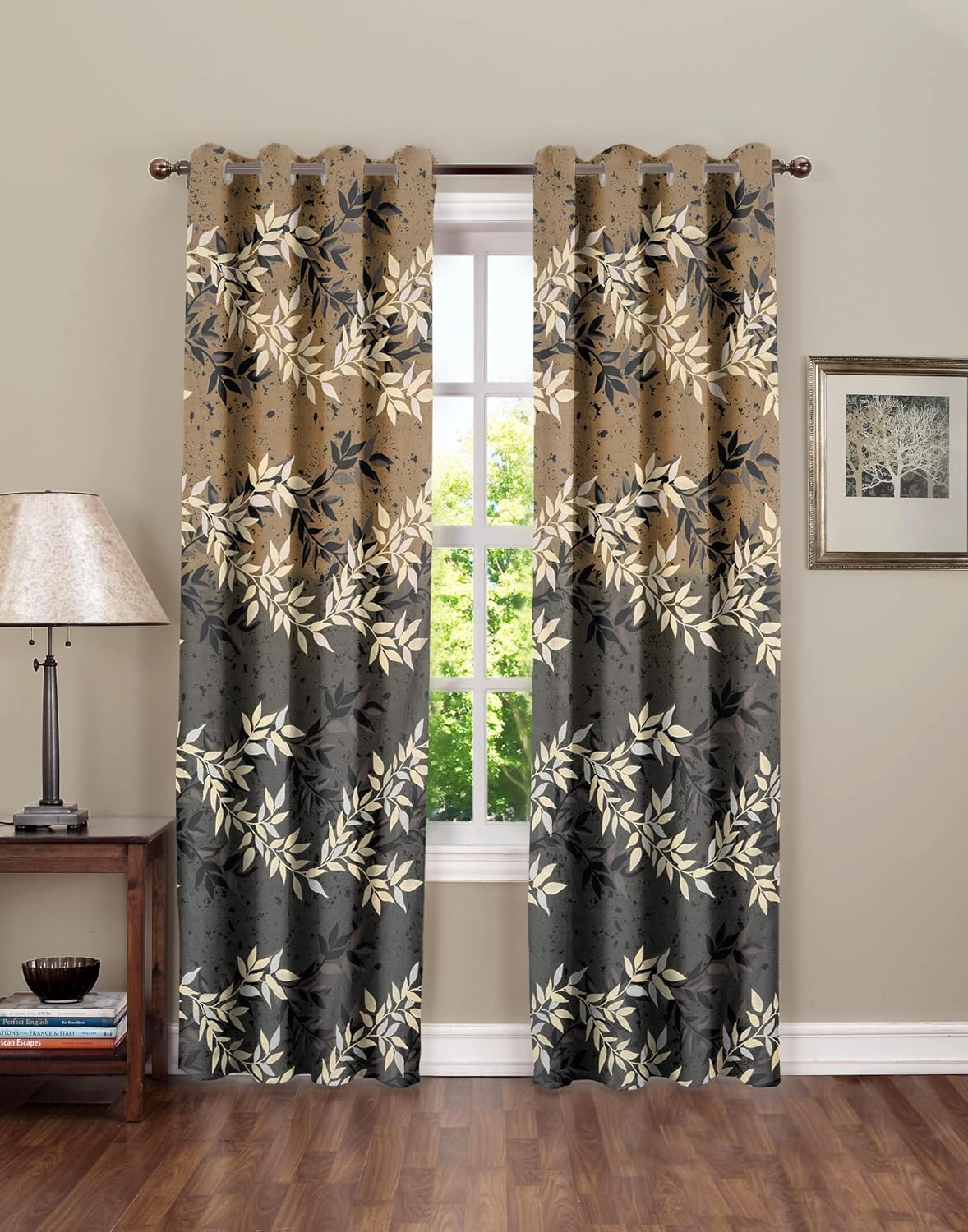 THE HOME STYLE Supersoft Printed Cotton Brushed Microfiber Eyelet Door Curtain 4x7 Feet (48x84 Inches) Grommet Curtain for Living Room (Casper Spring) (4x7 Feet, Door Curtain) (Pack of 1)