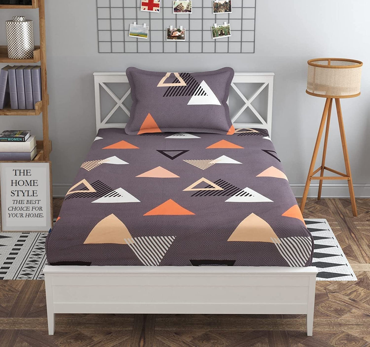 THE HOME STYLE XXL Microfiber Soft Cotton Super King Size Bedsheet for Double Bed, King Size 108 Inches X 108 Inches with 2 Large Size Pillow Covers Without Joint