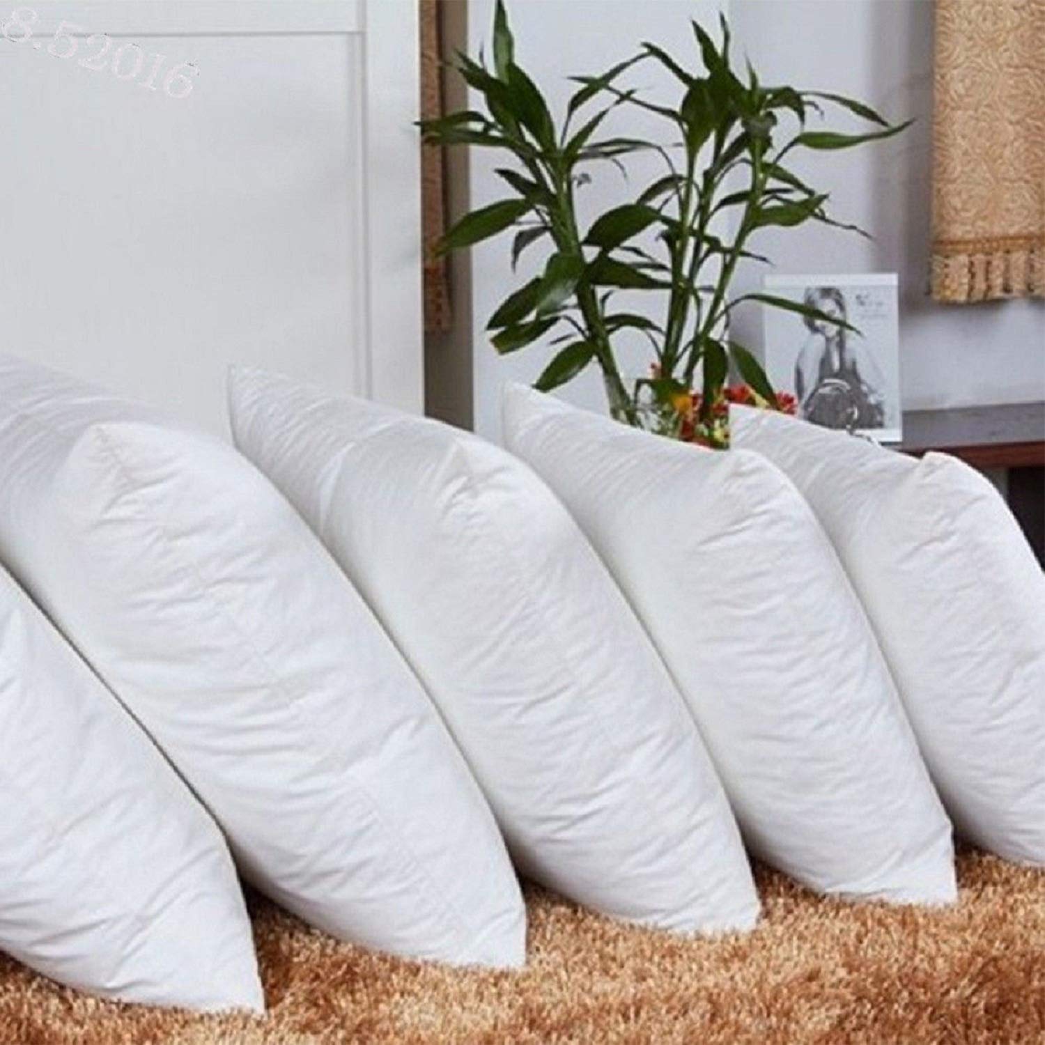 THE HOME STYLE Cotton Vaccum White Cushion Fillers (Set of 5)