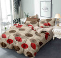THE HOME STYLE Cotton Feel Glace Cotton Printed Double Bed Bedsheet with 2 Pillow Cover_90x100 Inches (Natural Brown)
