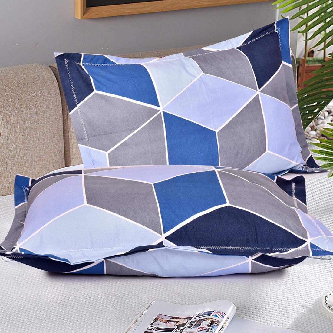 THE HOME STYLE Super Soft Glace Cotton Standard King Size Printed Pillow Covers ll Pillow Cases ll Set of 2 Piece- 18" x 28" Inches