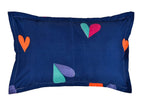 THE HOME STYLE Cotton Feel Glace Cotton Printed 2 Single Bed Bedsheets (Combo Pack of 2 Single Bedsheet with 2 Pillow Cover) (Pista & Blue Heart)