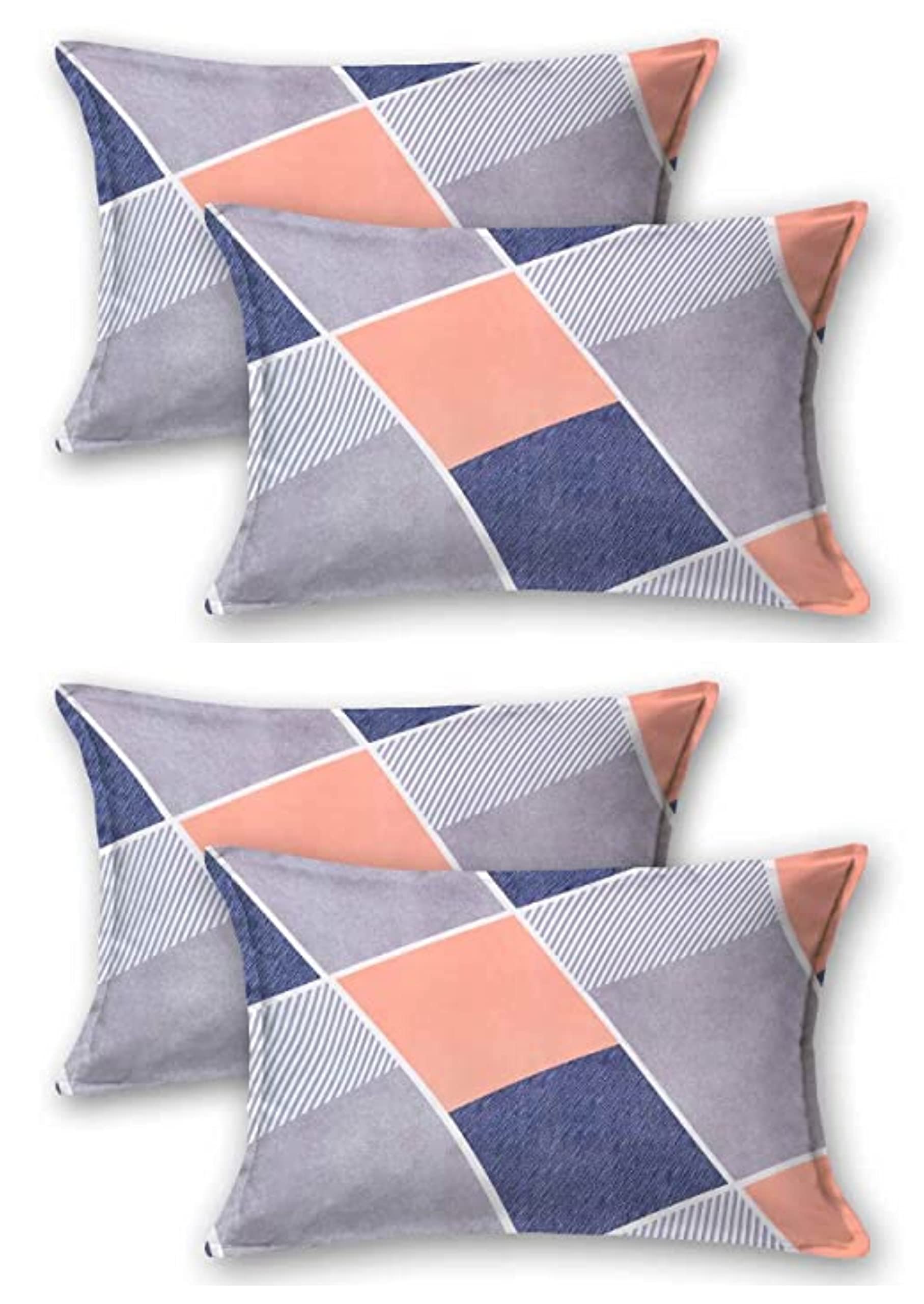 THE HOME STYLE Super Soft Glace Cotton Standard Size Printed Pillow Covers ll Pillow Cases ll Set of 4 Piece- 18" x 28" Inches (Ash Grey)