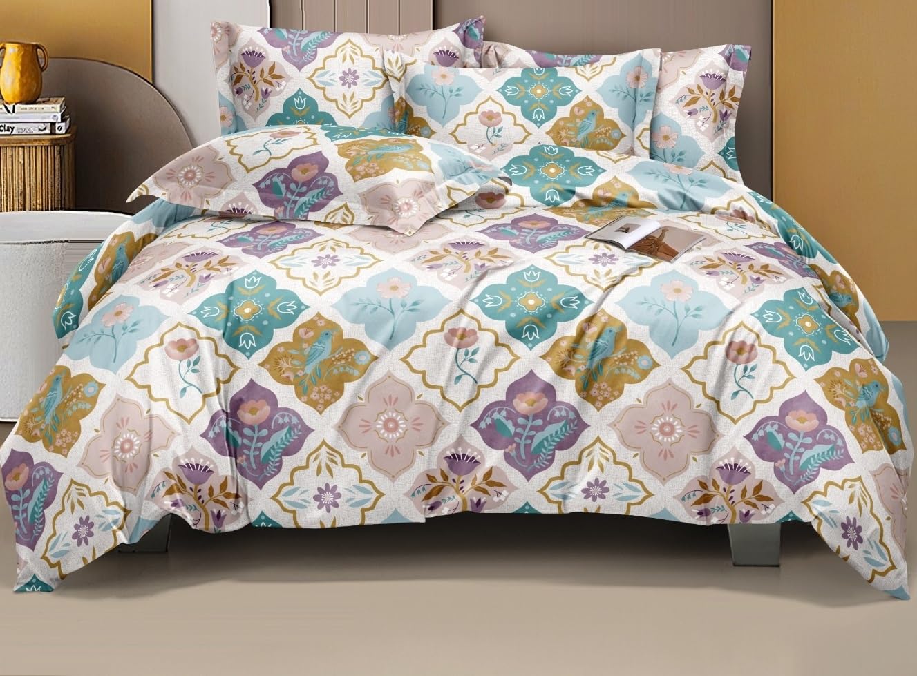 THE HOME STYLE Super Soft Glace Cotton King Size AC Comforter ll Blanket ll Duvet Double Bed for All Weather/Seasons (Design 35) (Only Comforter)