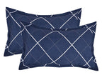 THE HOME STYLE Cotton Feel Glace Cotton King Size Printed Pillow Covers ll Set of 4pcs (18"X28" Inches, Pastel Green & Navy Blue Lines)