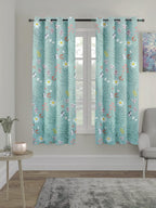 THE HOME STYLE Supersoft Printed Cotton Brushed Microfiber Eyelet Window Curtain 4x5 Feet (48x60 Inches) Grommet Curtain for Living Room (Pastel Bloom) (4x5 Feet, Window Curtain) (Pack of 1)