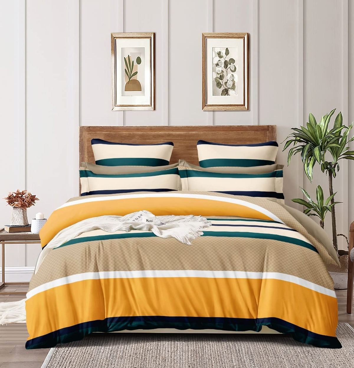 THE HOME STYLE XXL Microfiber Soft Cotton Super King Size Bedsheet for Double Bed, King Size 108 Inches X 108 Inches with 2 Large Size Pillow Covers Without Joint