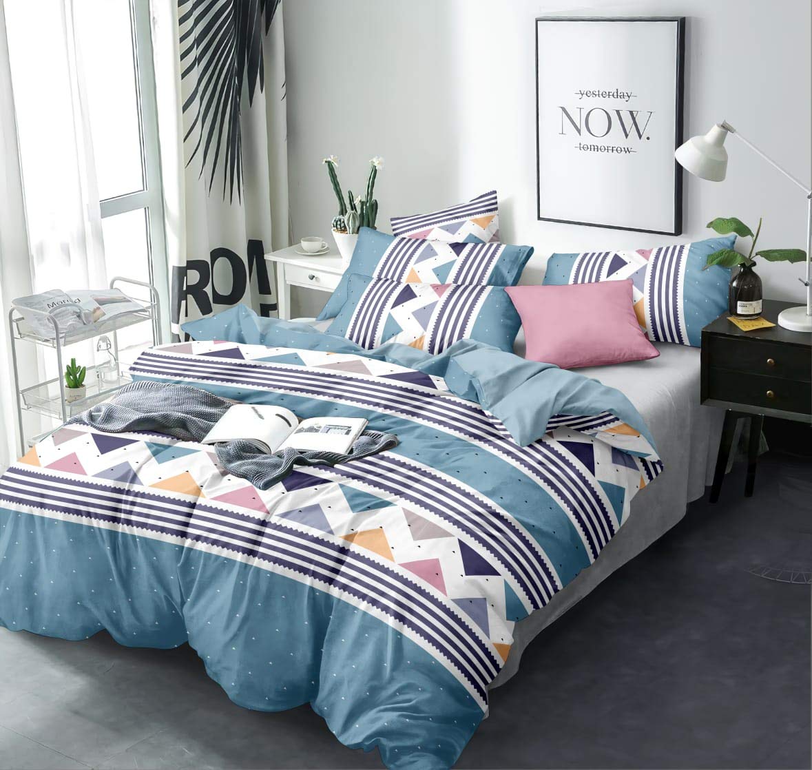 THE HOME STYLE 200TC Soft Glace Cotton King Size Duvet Cover II Razai Cover II Quilt Cover II Dohar for Double Bed with Zipper 90x100 inch
