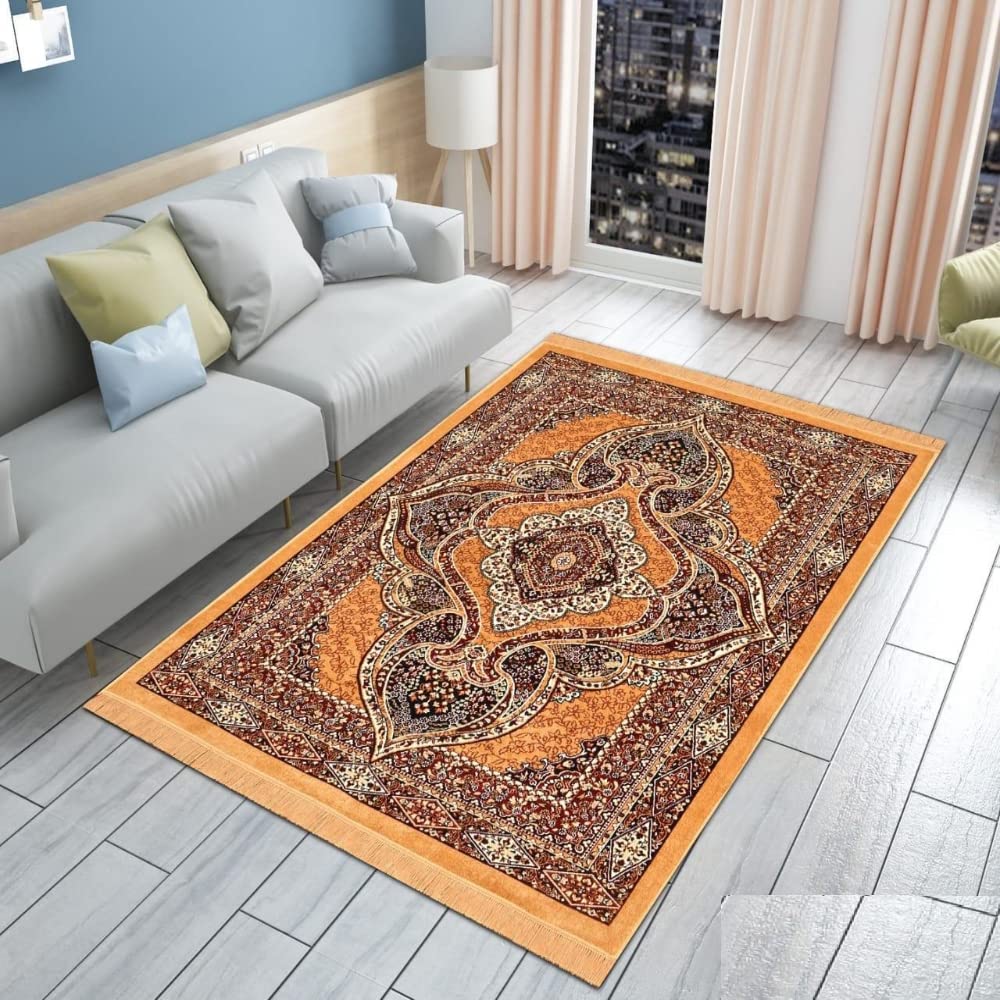 THE HOME STYLE Superfine Classic Anti Skid Persian Style Pure Velvet Carpet | 5 Feet x 7 Feet | for Bedroom l Hall l Living Room