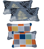 THE HOME STYLE Cotton Feel Glace Cotton King Size Printed Pillow Covers ll Set of 4pcs (18"X28" Inches, Midnight Leaf & Multicolor)