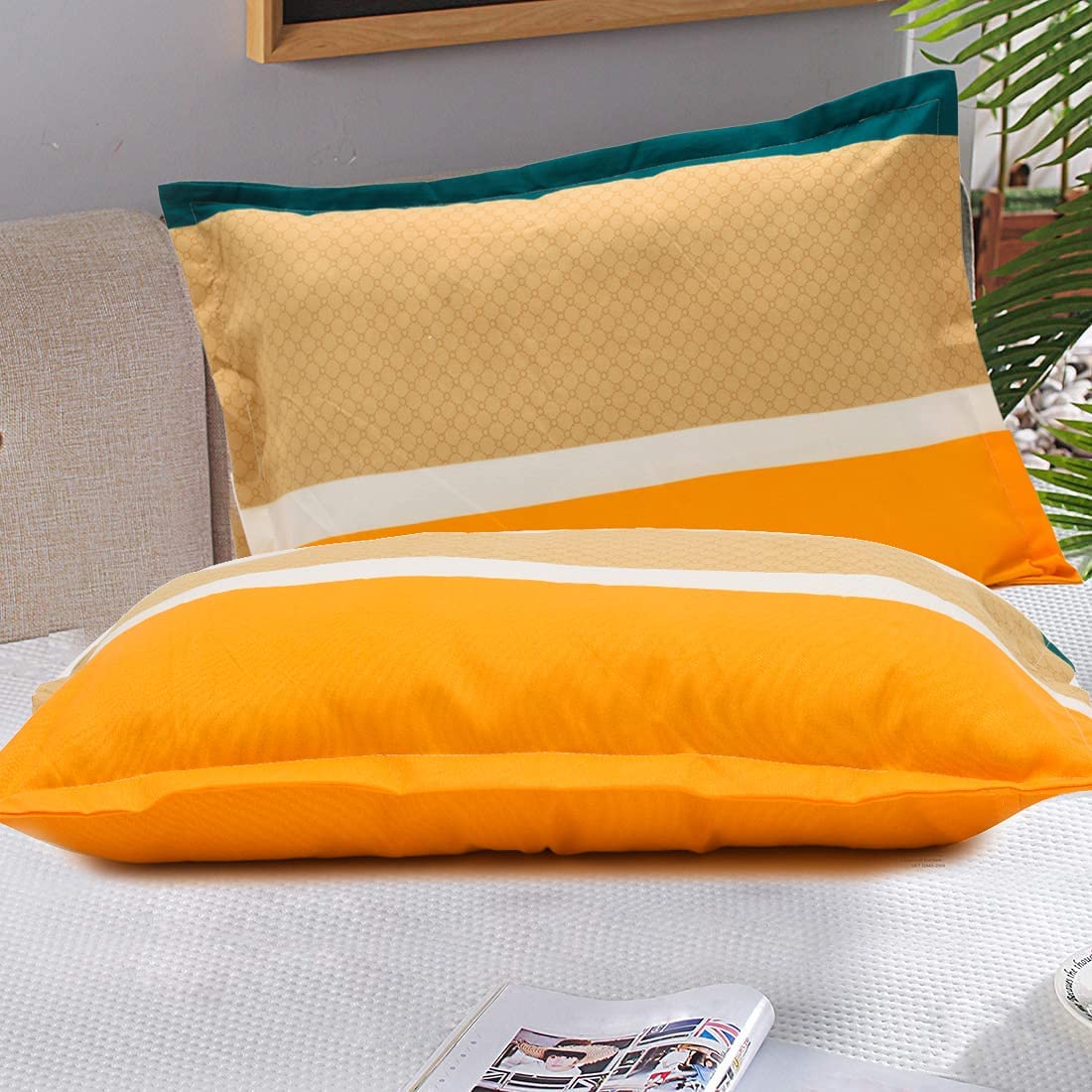 THE HOME STYLE Super Soft Glace Cotton Standard King Size Printed Pillow Covers ll Pillow Cases ll Set of 2 Piece- 18" x 28" Inches