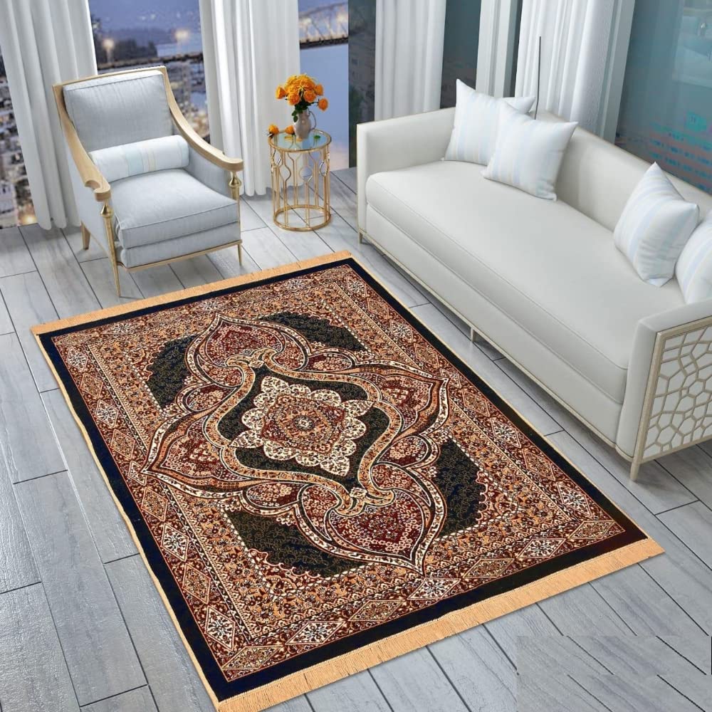 THE HOME STYLE Superfine Classic Anti Skid Persian Style Pure Velvet Carpet | 5 Feet x 7 Feet | for Bedroom l Hall l Living Room