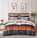 THE HOME STYLE Super Soft Microfiber 6D Flat Single Bed Bedsheet (60x90 Inches) with 1 Pillow Cover (18x28 Inches) (Burnt Orange & Grey Pattrened)