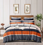 THE HOME STYLE Super Soft Microfiber 6D Flat Single Bed Bedsheet (60x90 Inches) with 1 Pillow Cover (18x28 Inches) (Burnt Orange & Grey Pattrened)