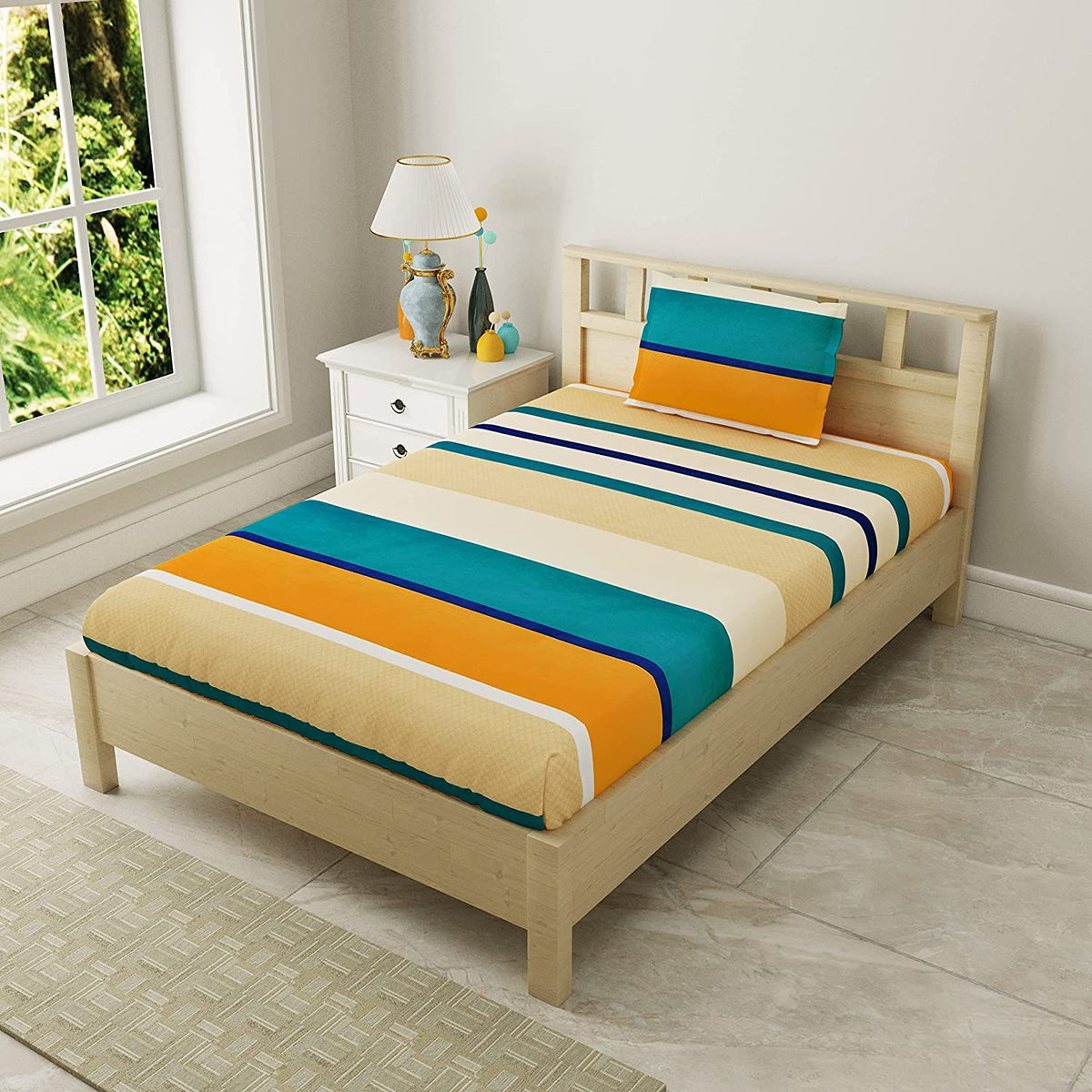 THE HOME STYLE XXL Microfiber Soft Cotton Super King Size Bedsheet for Double Bed, King Size 108 Inches X 108 Inches with 2 Large Size Pillow Covers Without Joint